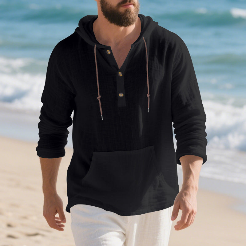 Herren Langarm-Hoodie Leinenmischung – Bild 5 | LuxeStyle