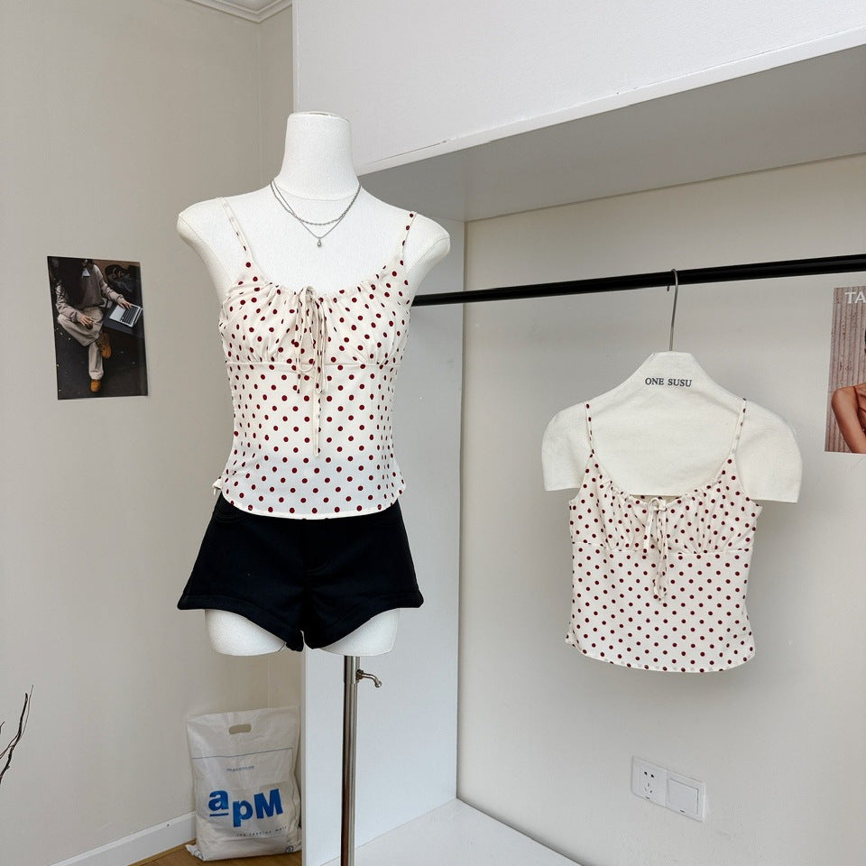 Himbeerrotes Polka-Dot Camisole