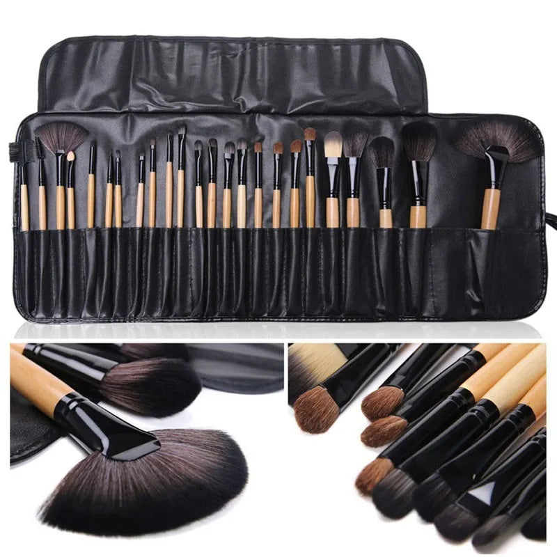 24-teiliges Profi-Bürsten-Set für Grundierung, Rouge & Augenbrauen