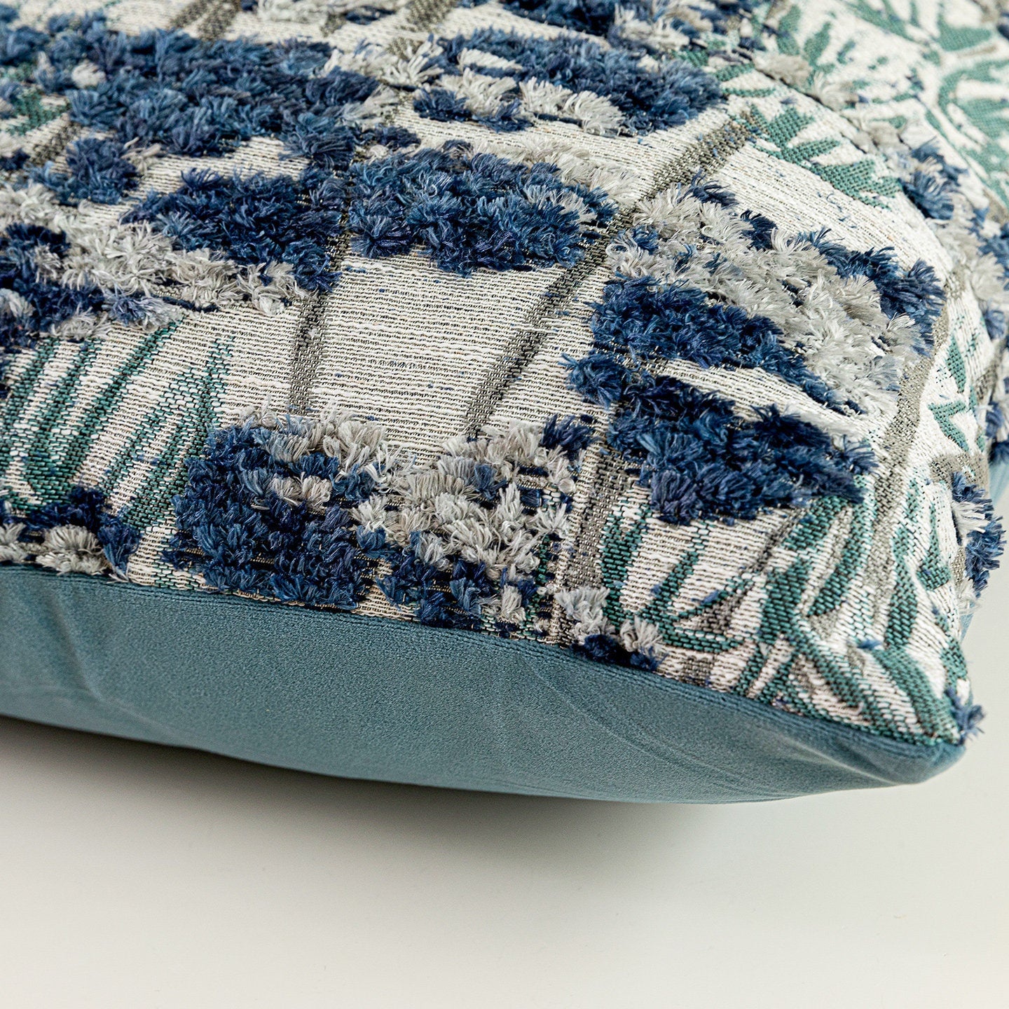 Blaues Tufted Jacquard Kissen