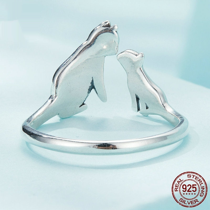 S925 Sterling Silber Katzenring, verstellbar – Bild 2 | LuxeStyle