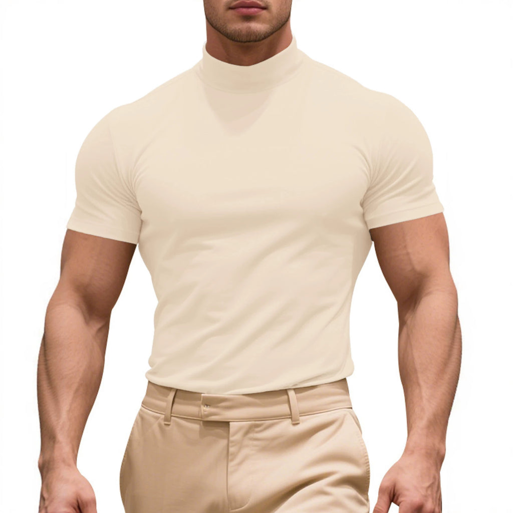 Stretch-T-Shirt mit Rollkragen
