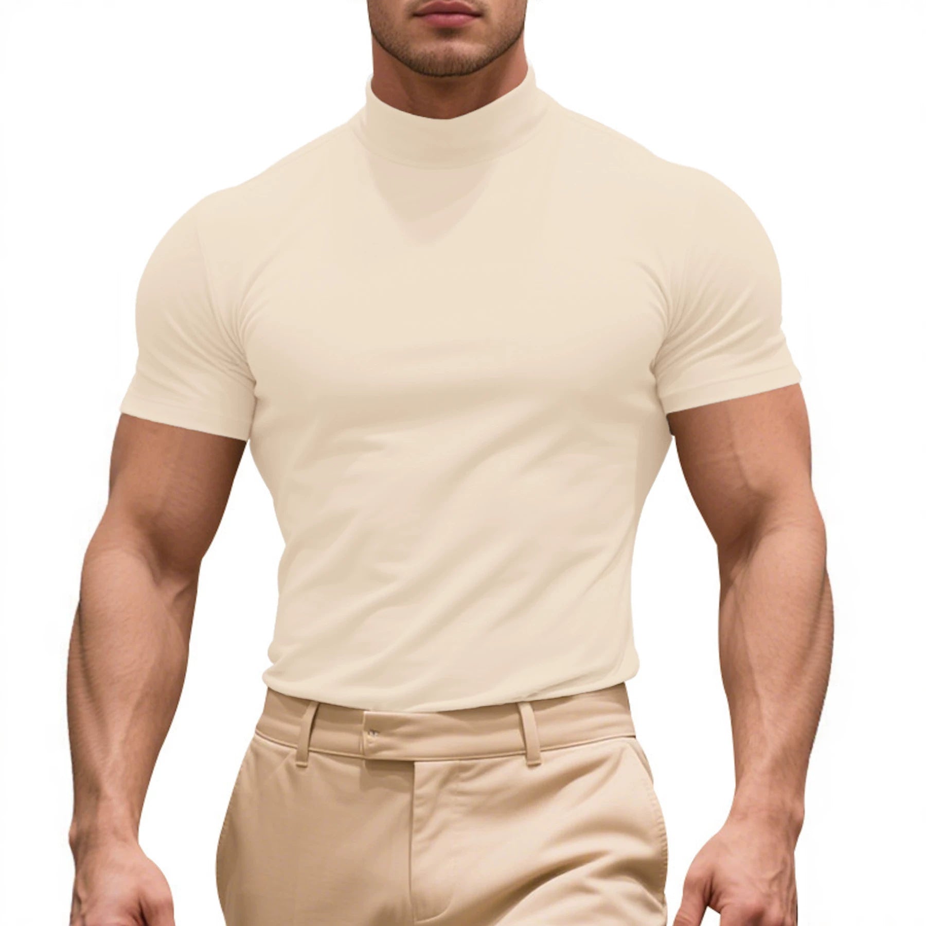 Stretch-T-Shirt mit Rollkragen