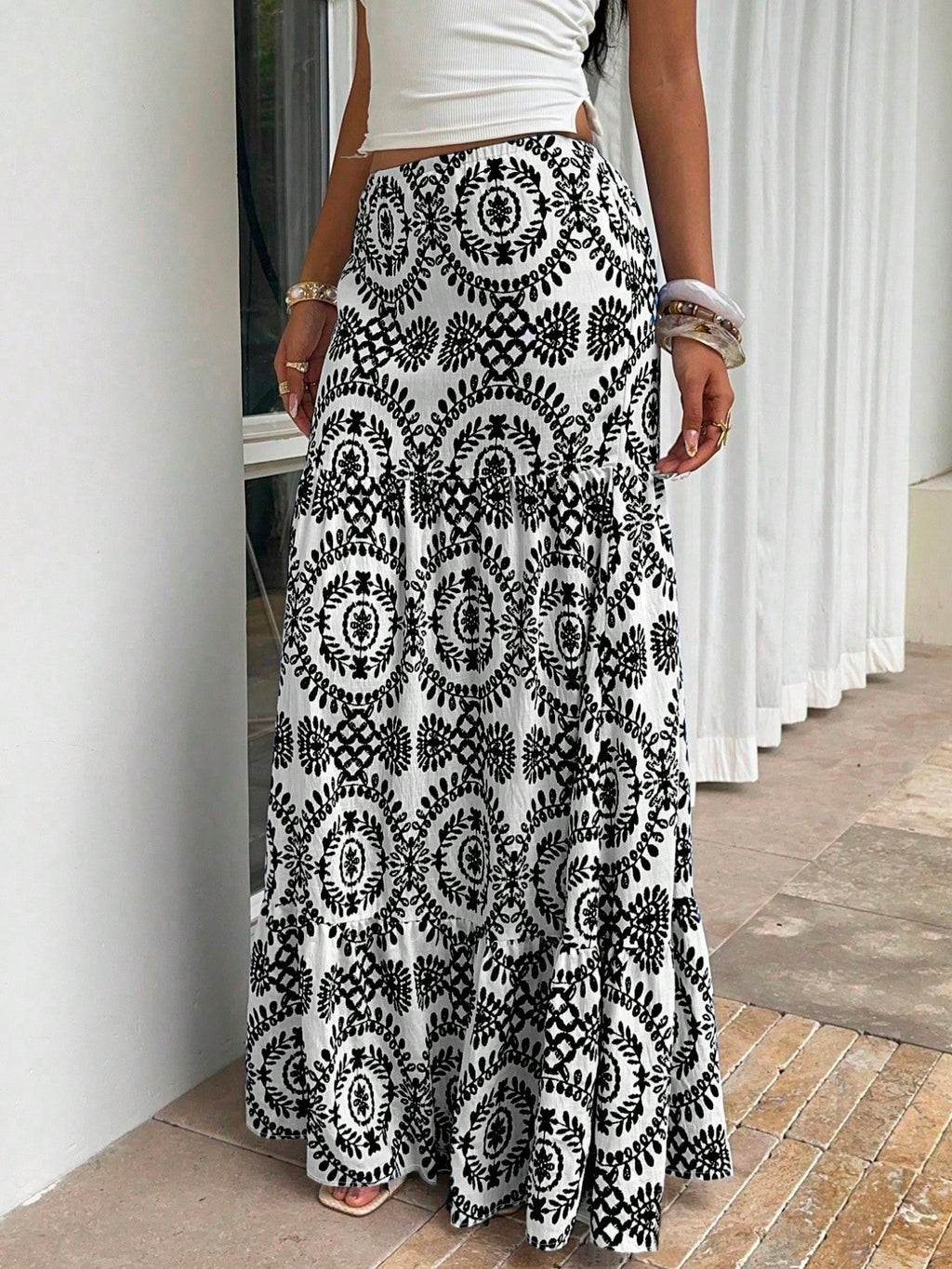 Boho-Maxirock mit Print
