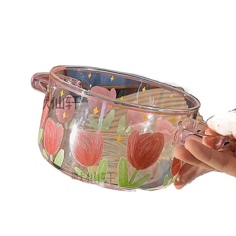 Grosse Instant-Noodle-Schale aus hitzebeständigem Glas