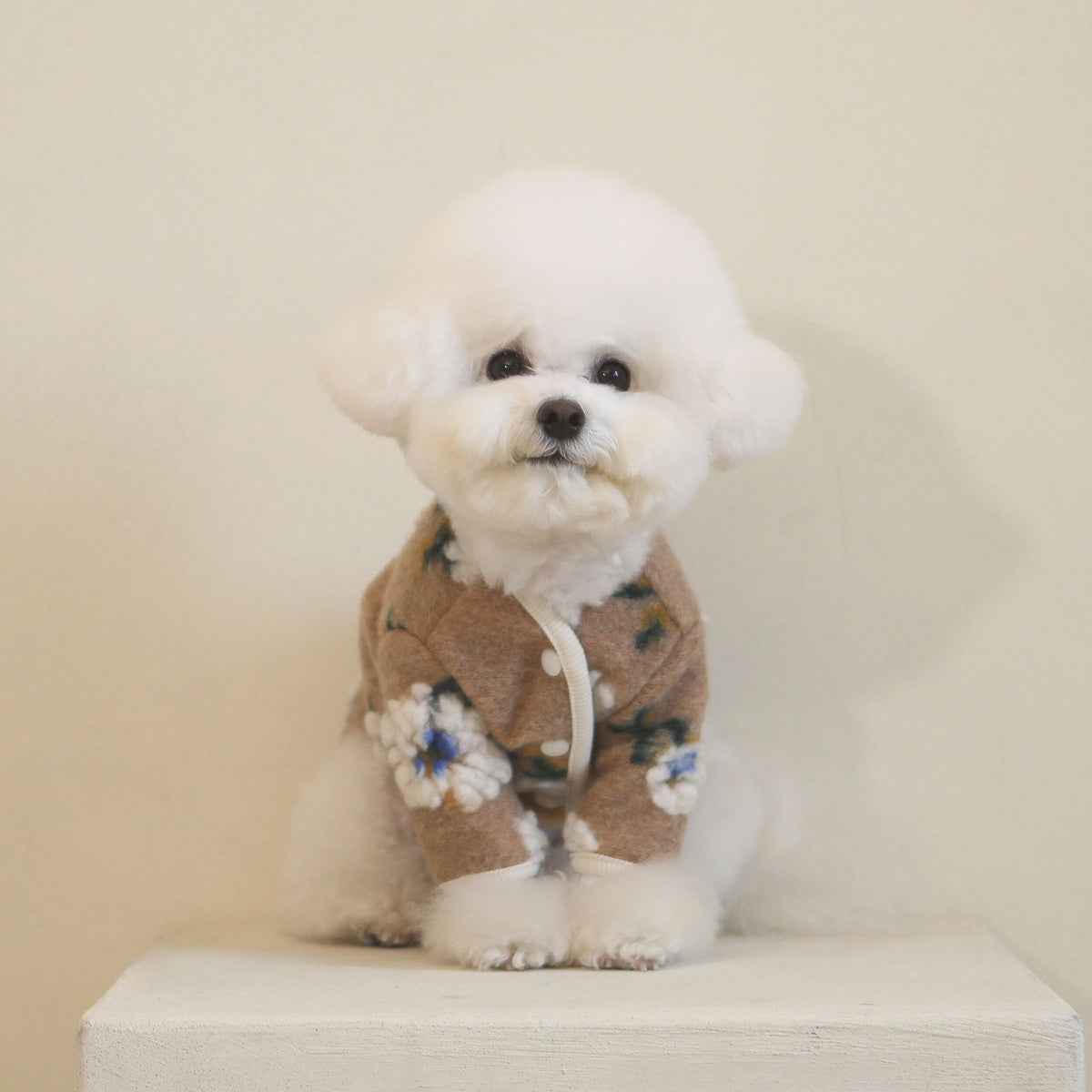 Hundestrickpullover aus Polyester mit Blumenmuster | LuxeStyle