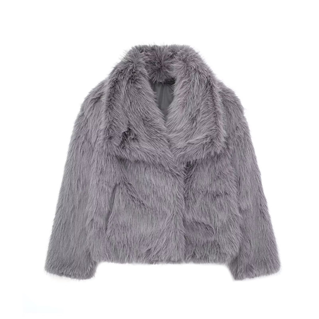 Winter Plüschjacke – Flauschige Lapel Jacke