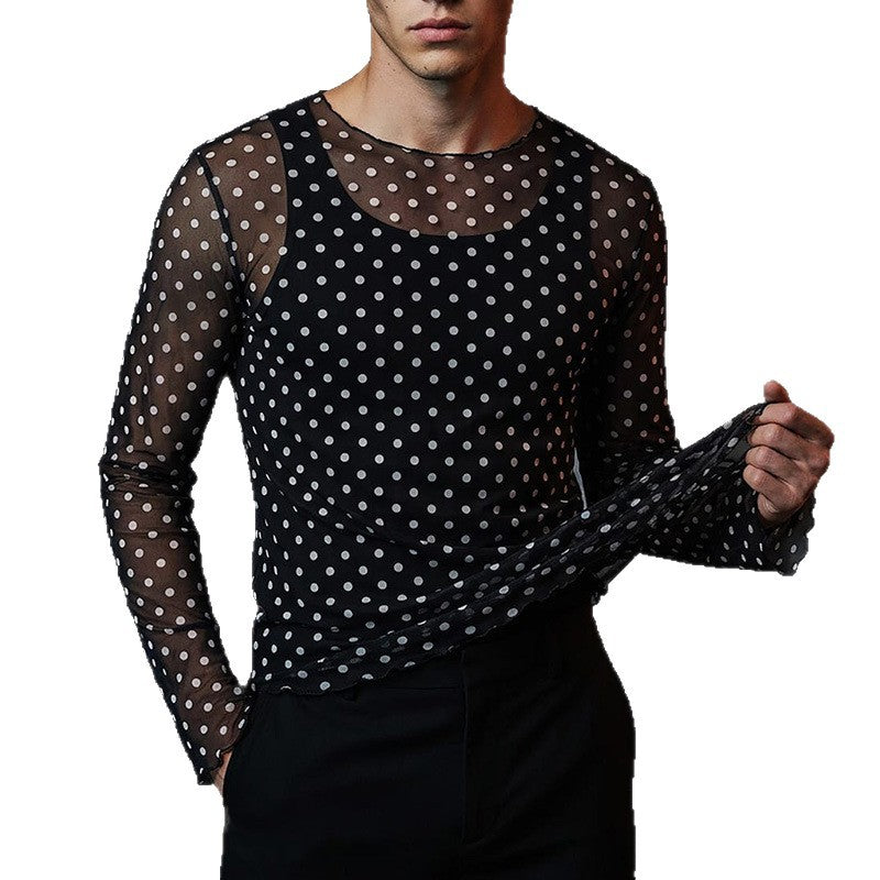 Herren Langarmshirt mit Punktmuster | LuxeStyle