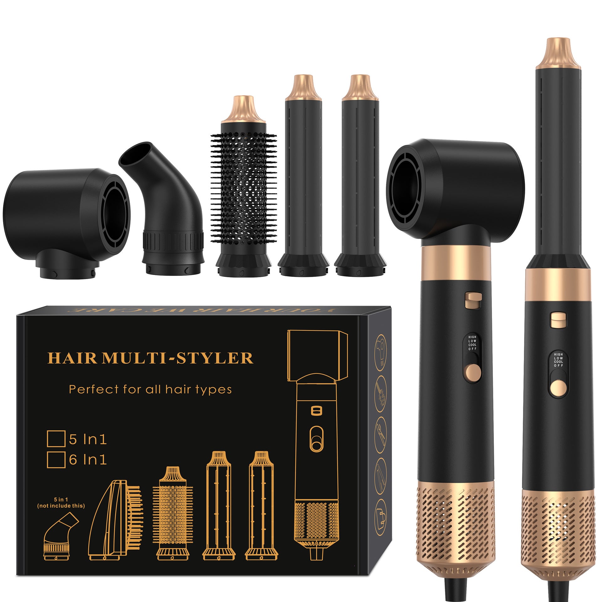 6-in-1 Heissluftkamm für Glätten und Locken