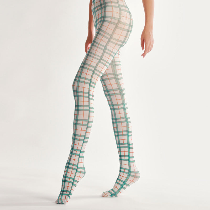 Grüne Britisch-Karierte Strumpfhose