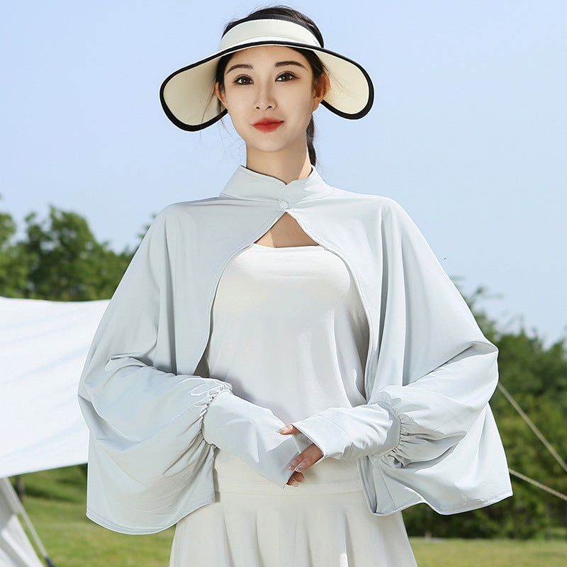 Langes Damen-Cape mit UV-Schutz – Ansicht 6