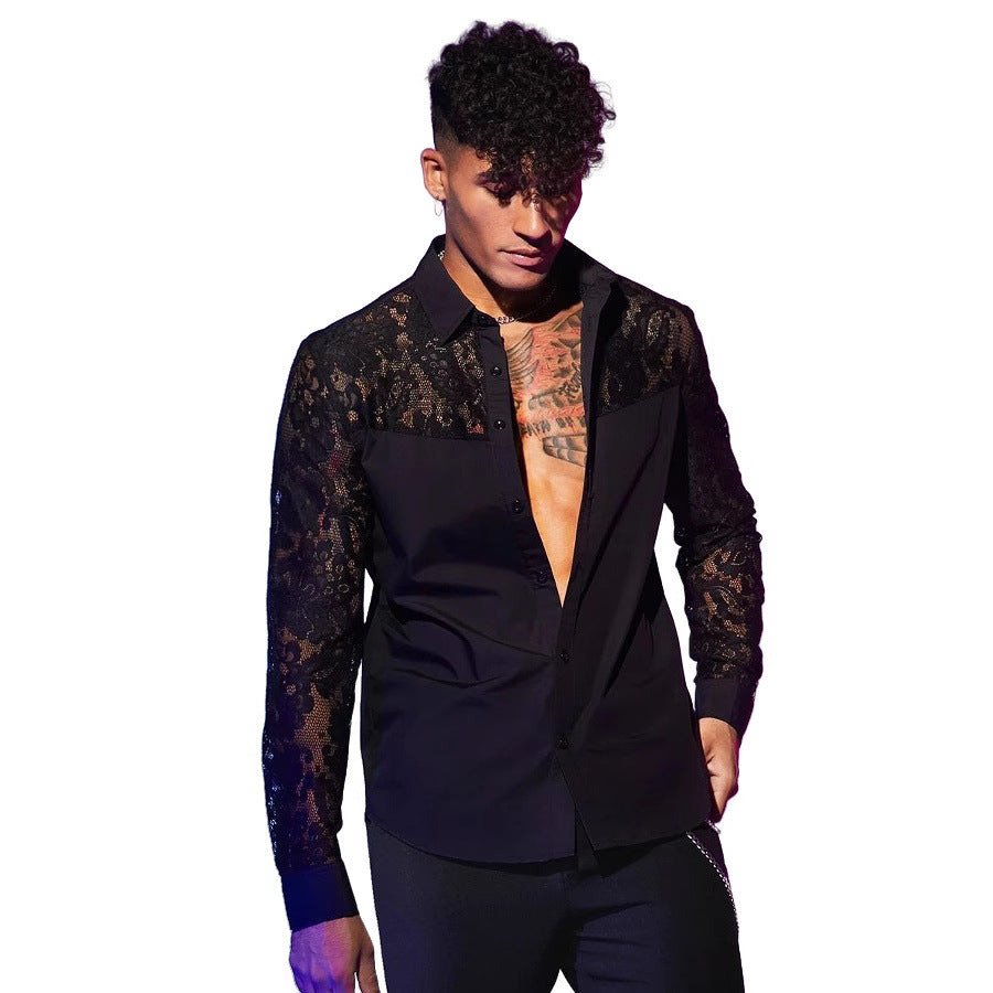 Herren Langarmshirt mit Patchwork – Bild 5 | LuxeStyle