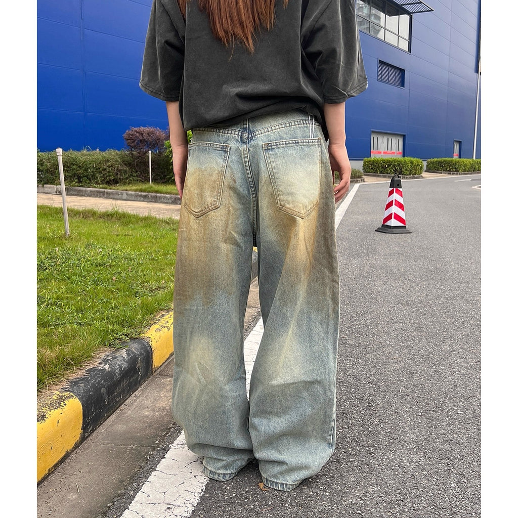 Retro Gelb Gefärbte Distressed Jeans für Herren – Bild 6 | LuxeStyle