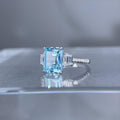 S925 Silberring mit rechteckigem Aquamarin | LuxeStyle