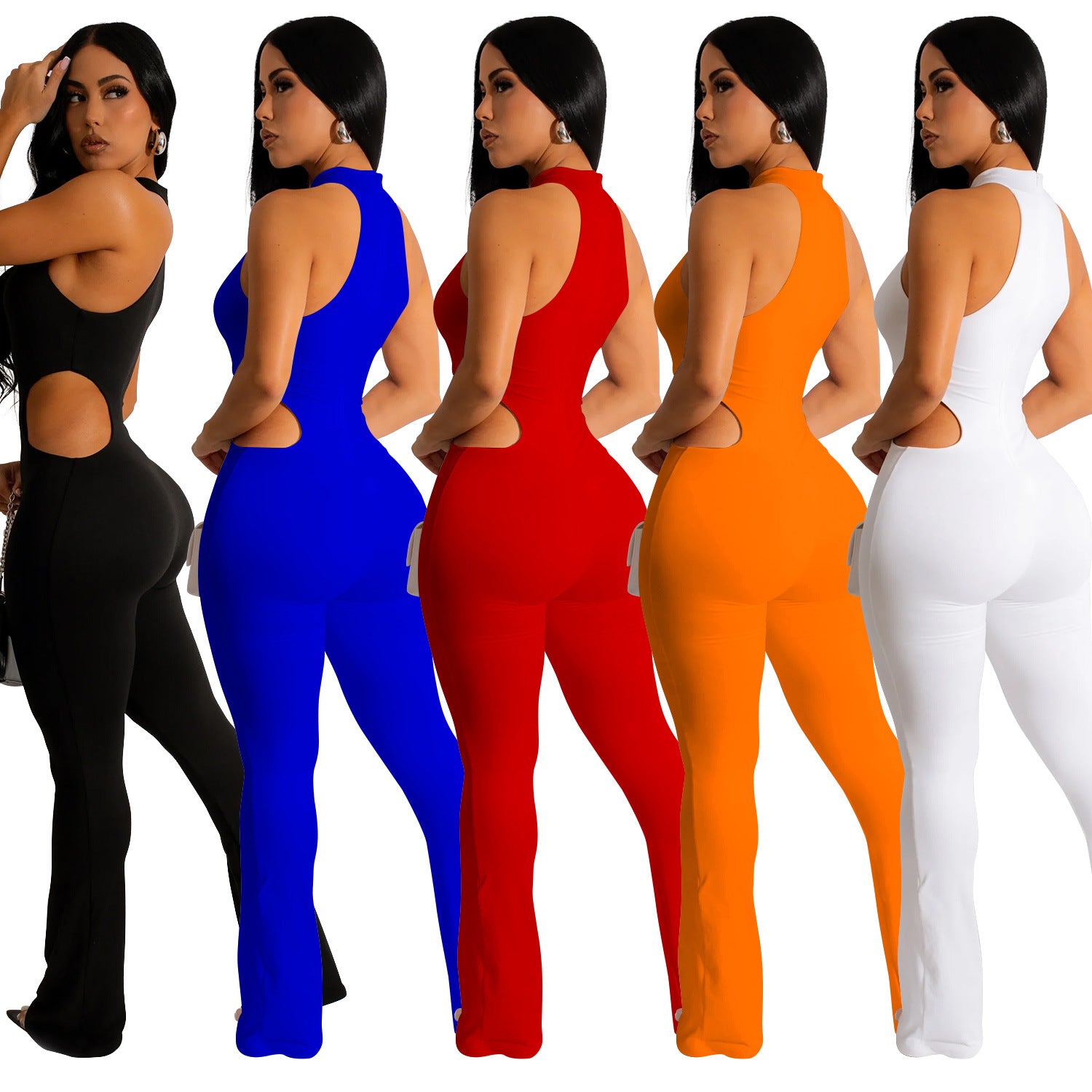 Damen Einfarbig Sexy Halter Jumpsuit