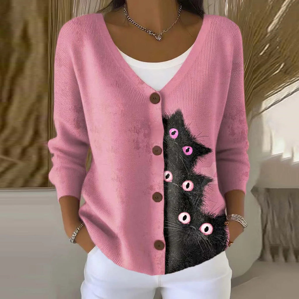 Gemusterter Strick-Cardigan mit Knopfleiste – Bild 2 | LuxeStyle