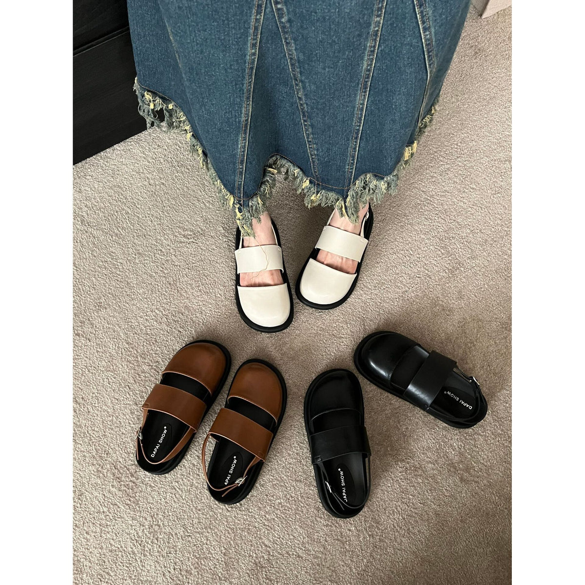 Retro One‑Strap Sandalen mit geschlossener Zehenkappe | LuxeStyle