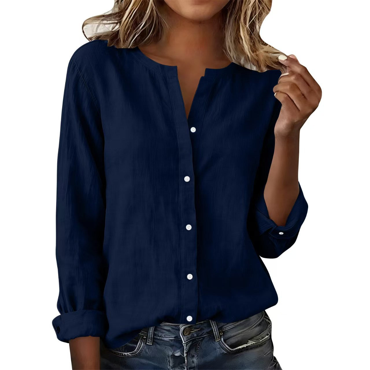 Bambus-Viskose Stehkragen-Shirt für Damen