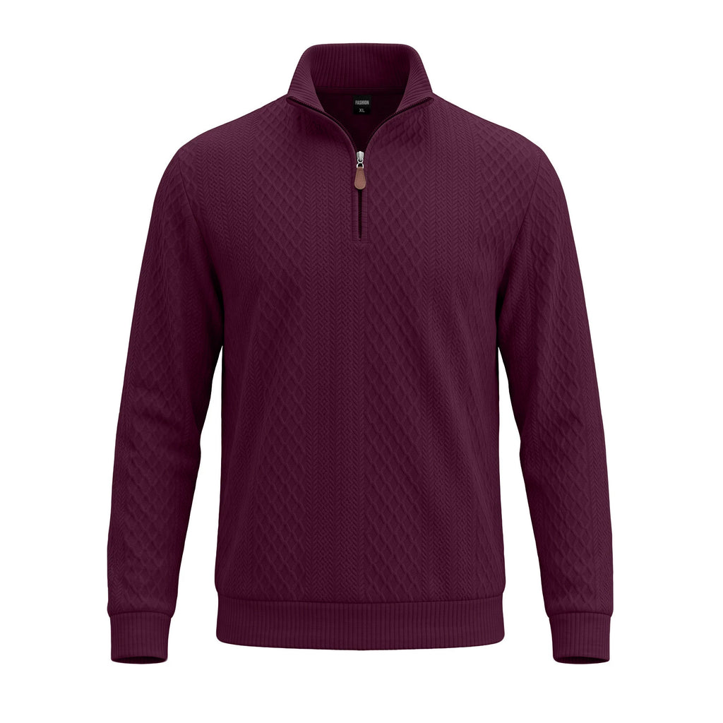 Jacquard-Pullover mit Reissverschluss und Revers – Bild 5 | LuxeStyle