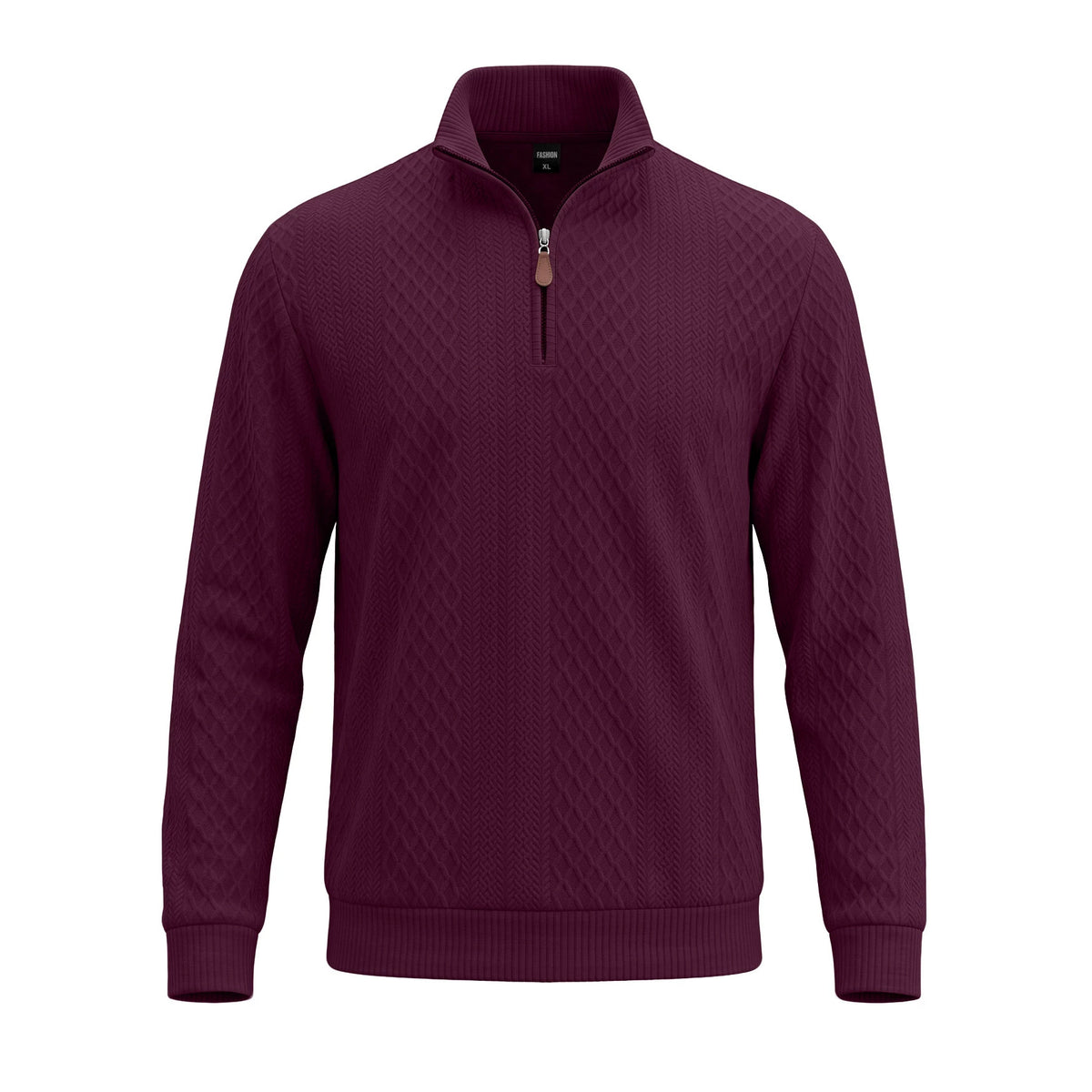 Jacquard-Pullover mit Reissverschluss und Revers – Bild 5 | LuxeStyle