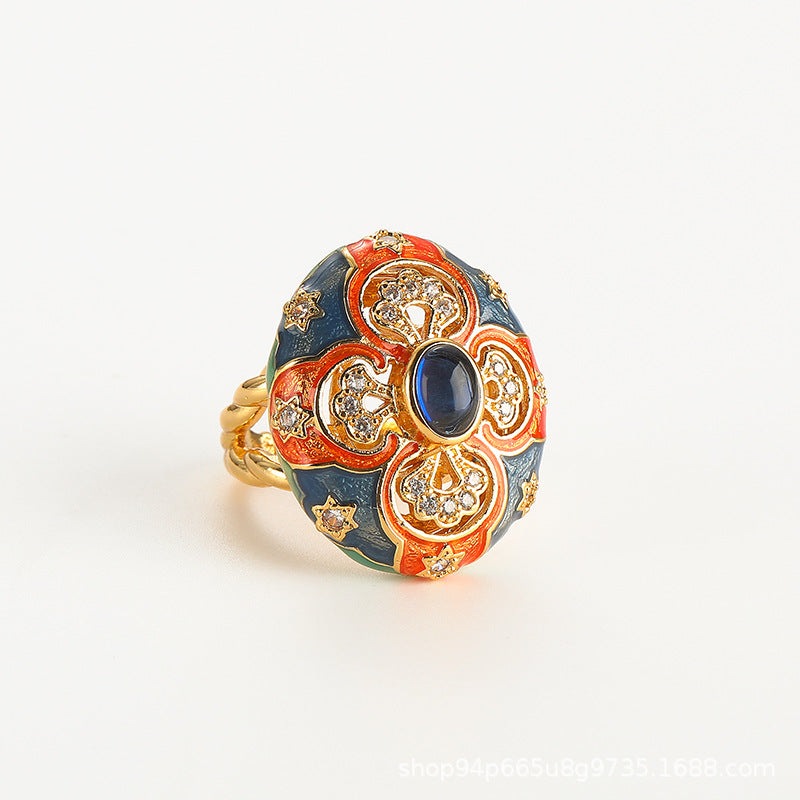 Retro-Emaille-Ring für Damen