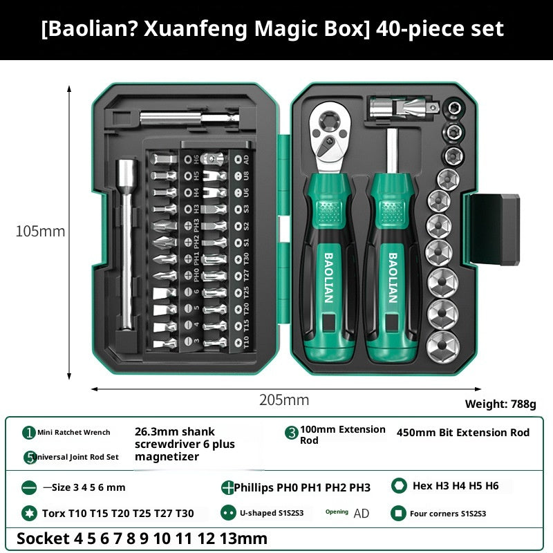 Magic Box Bits Set Ratschenschlüssel Schraubendreher Set
