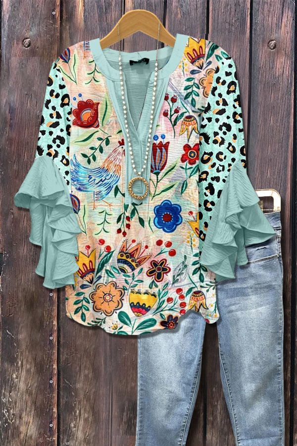 Damen V-Ausschnitt T-Shirt mit Spitze – Bild 2 | LuxeStyle