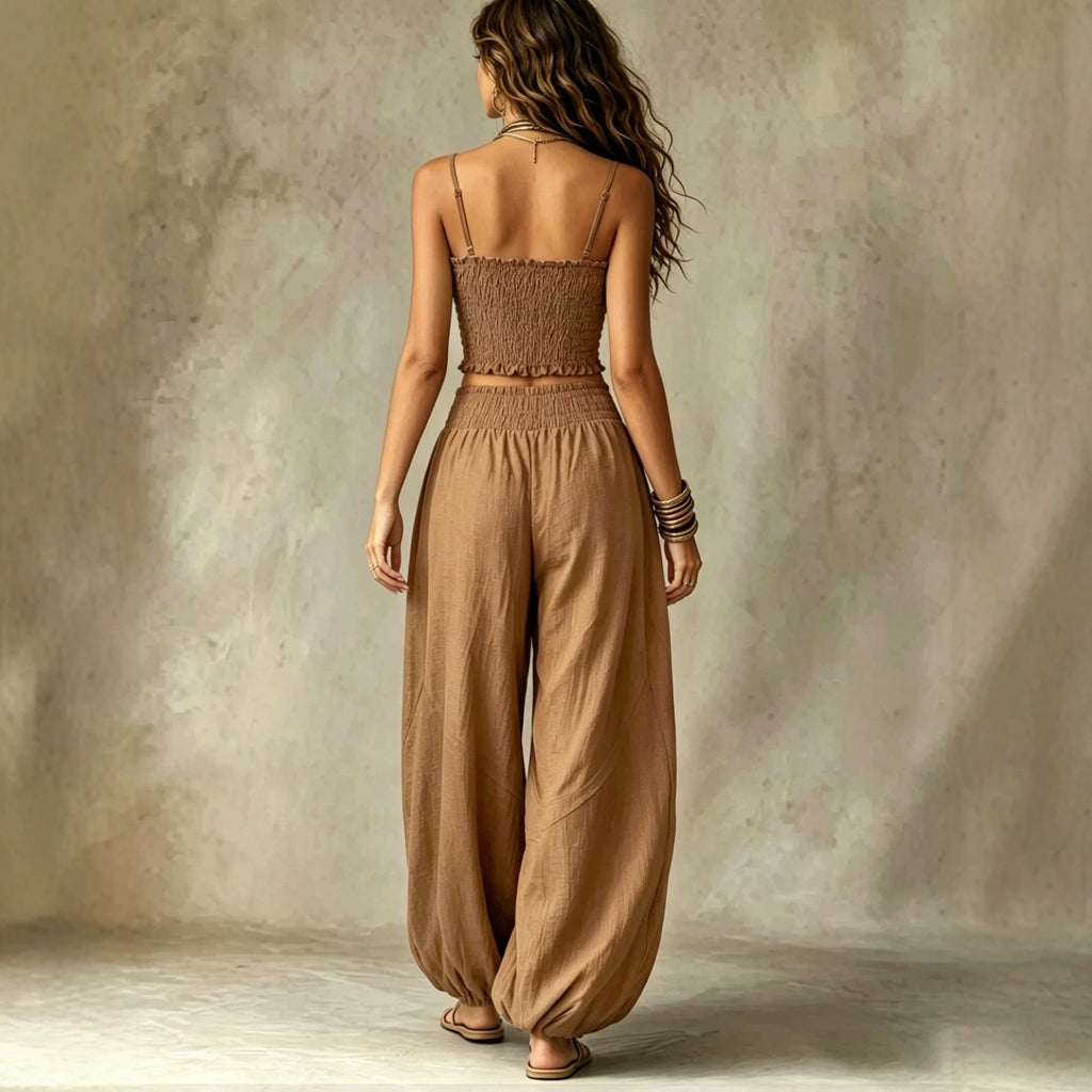 Elegantes trägerloses Camisole & Laternenhosen-Set