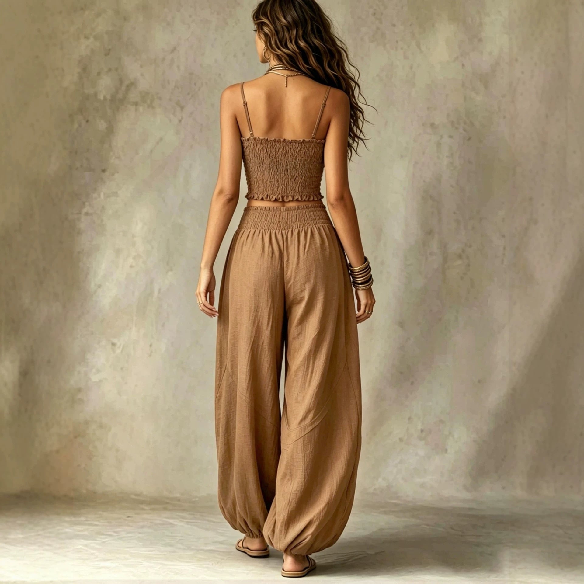 Elegantes trägerloses Camisole & Laternenhosen-Set