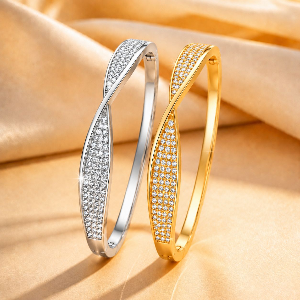 Gedrehtes Armband mit Zirkonia