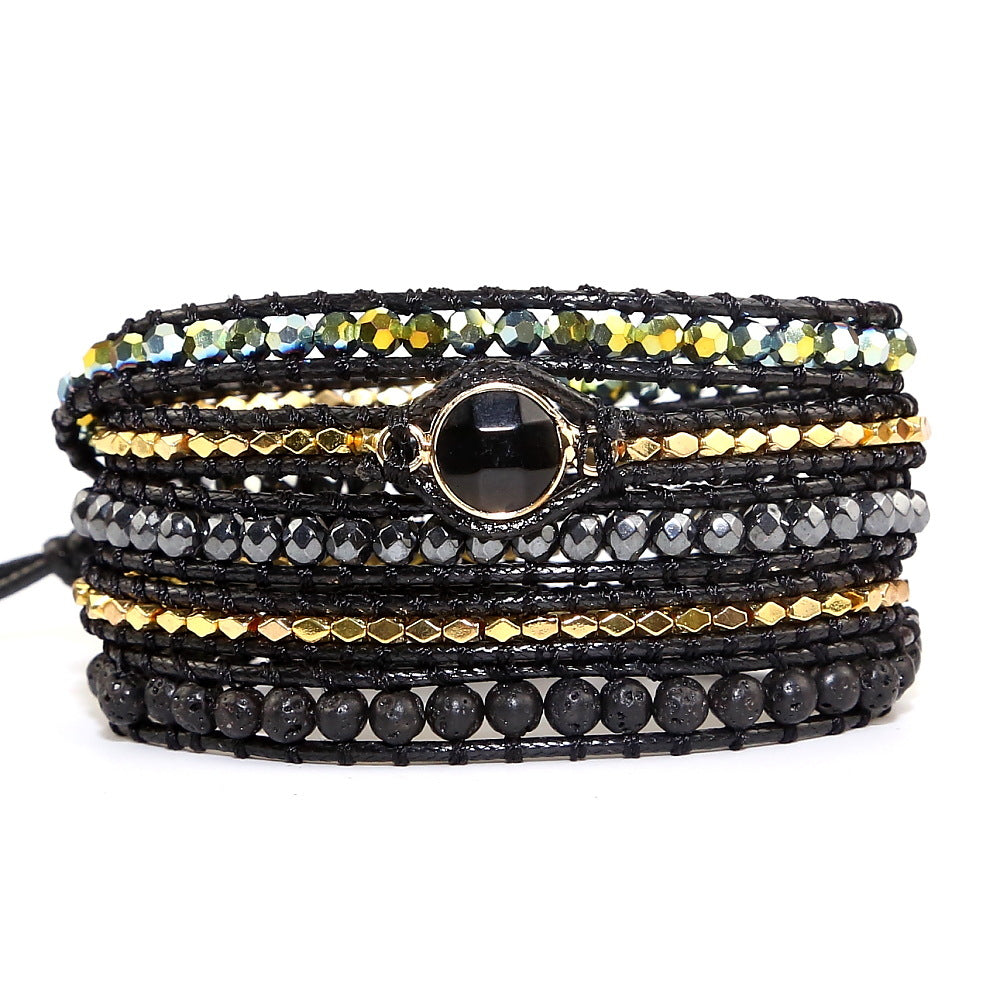 Armband mit schwarzem Achat und Wachsseil – Bild 2 | LuxeStyle
