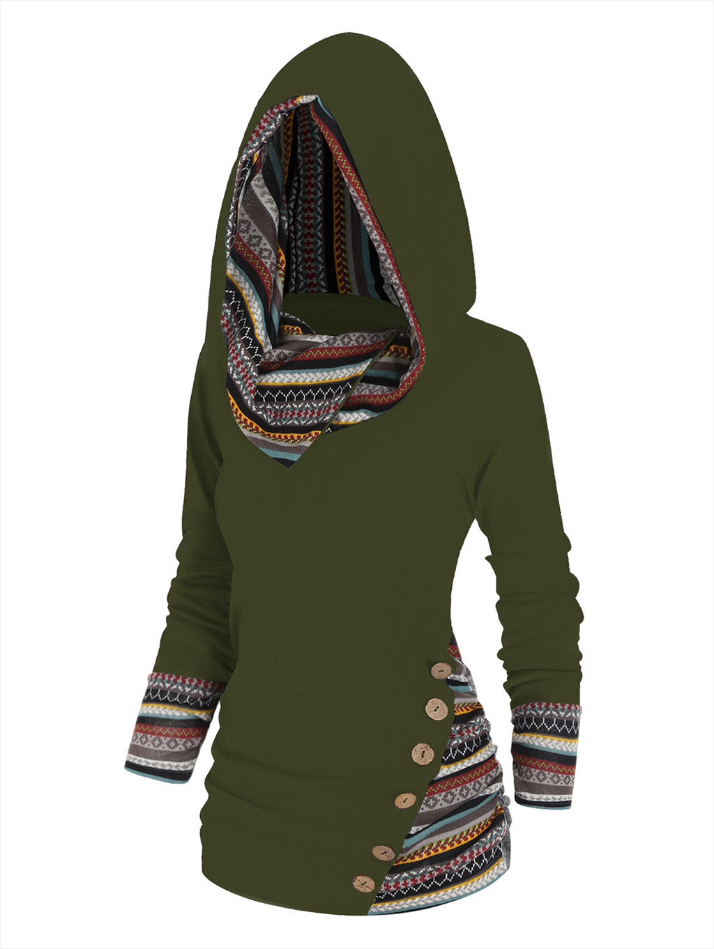 Strick-Hoodie mit Geometrie- und Streifenmuster