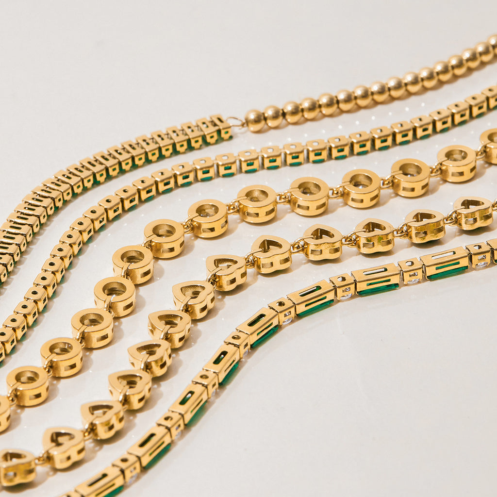 Champagner-Gold Armband mit grünem Herz | LuxeStyle