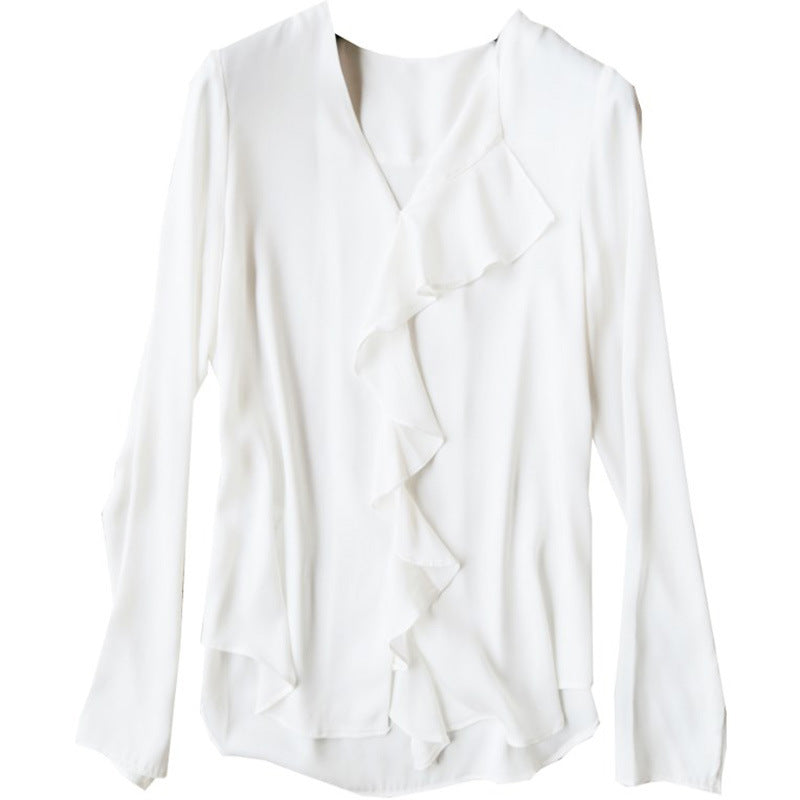 Elegante weisse Bluse mit V-Ausschnitt – Bild 2 | LuxeStyle