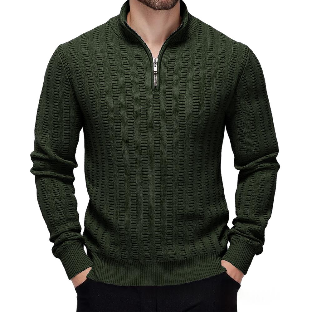 Herren Strickpullover mit Reissverschluss und Stehkragen