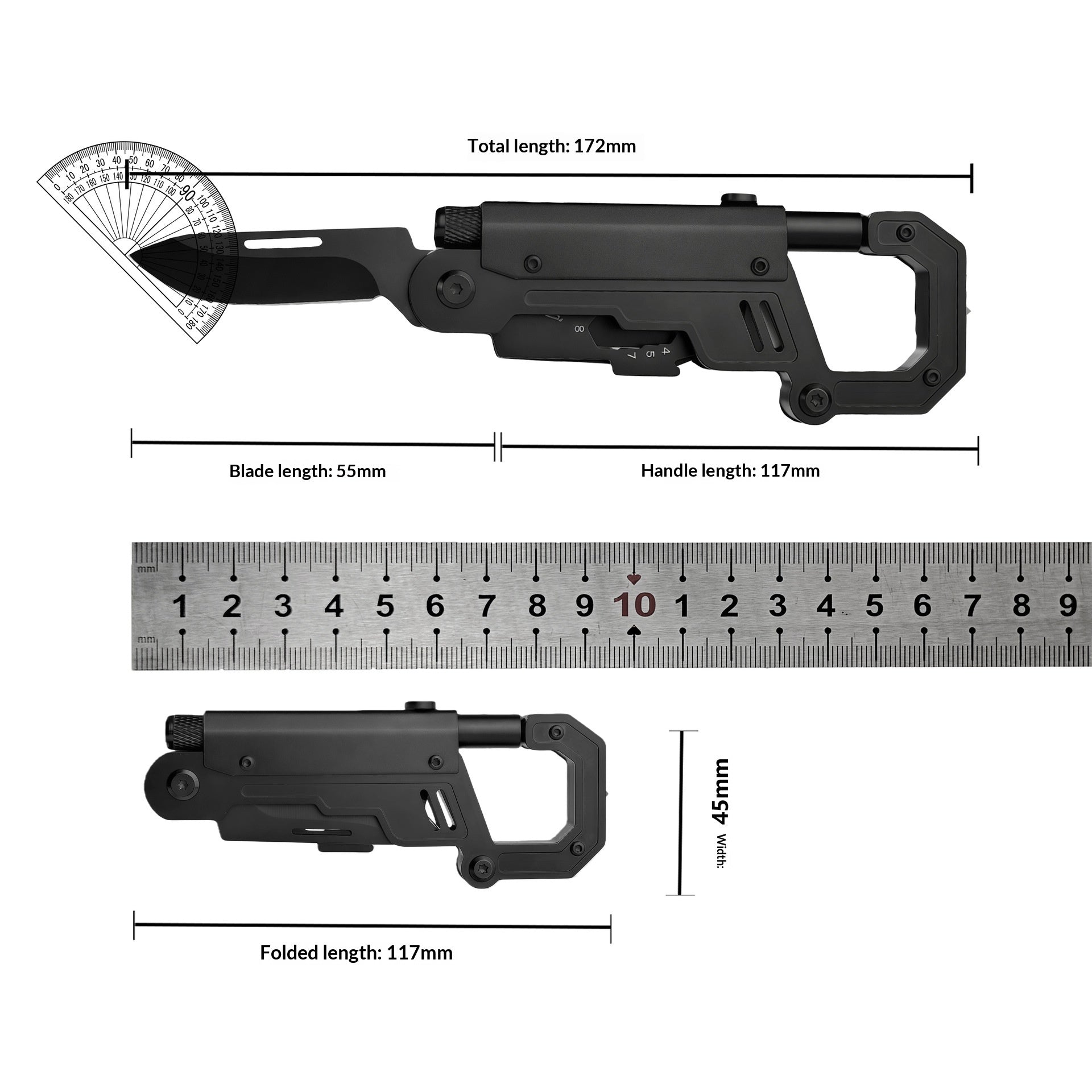 Multifunktionales Karabiner-Messer mit LED