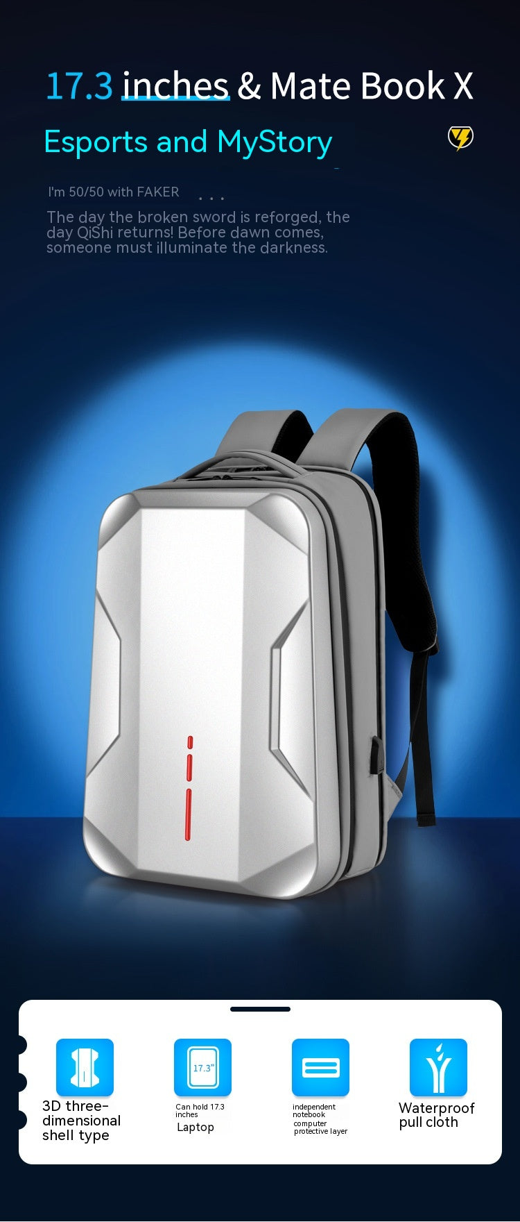 Business Rucksack mit Hartschale und USB-Anschluss