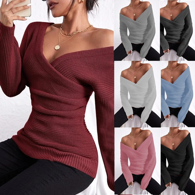 Off-Shoulder Pullover aus Kaschmir-Baumwolle