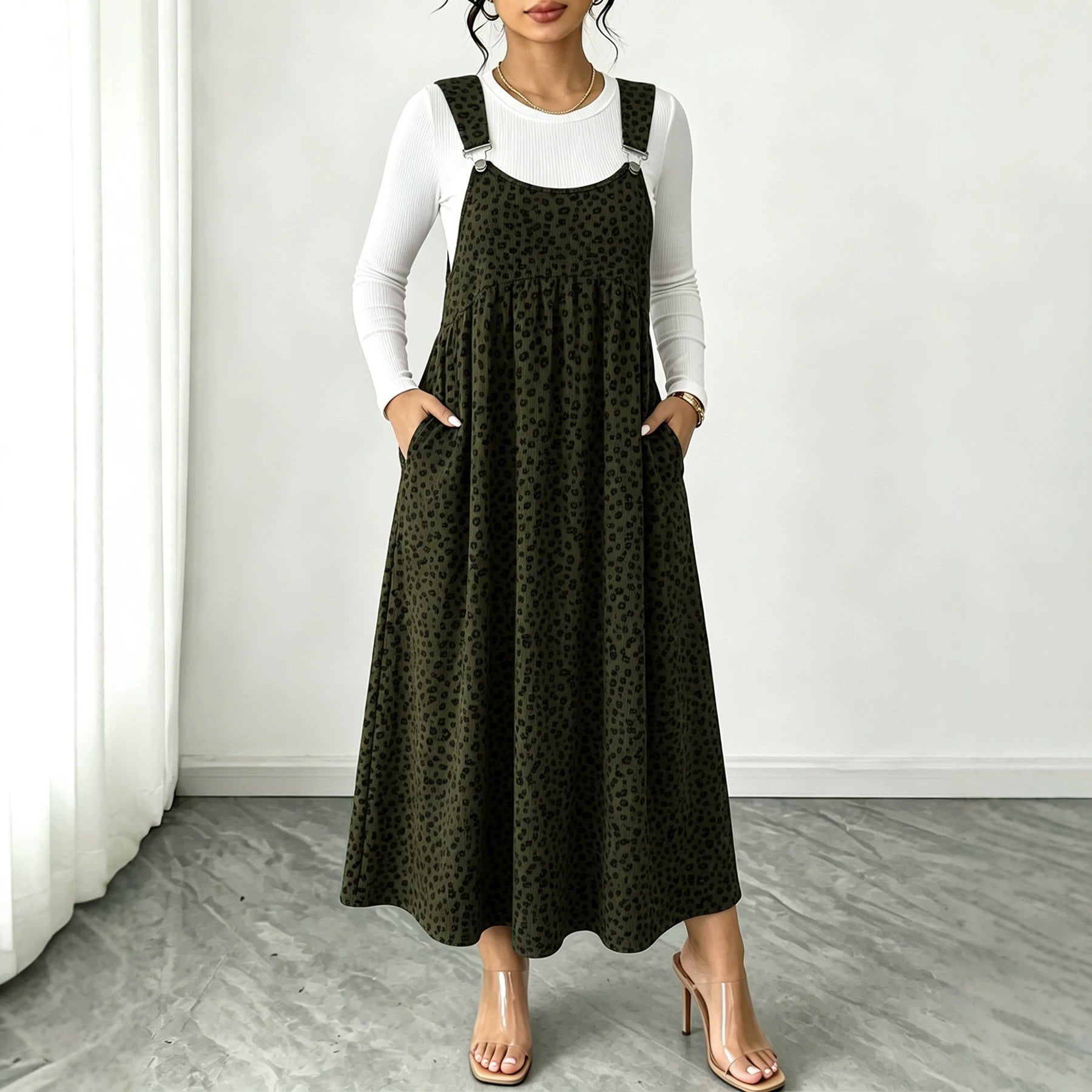 Herbst/Winter Leopard-Print Maxikleid