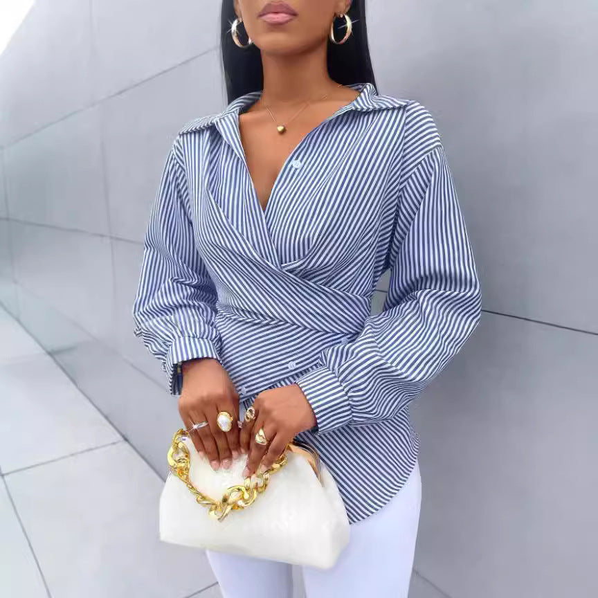Strickbluse mit Streifen, lange Ärmel – Bild 6 | LuxeStyle