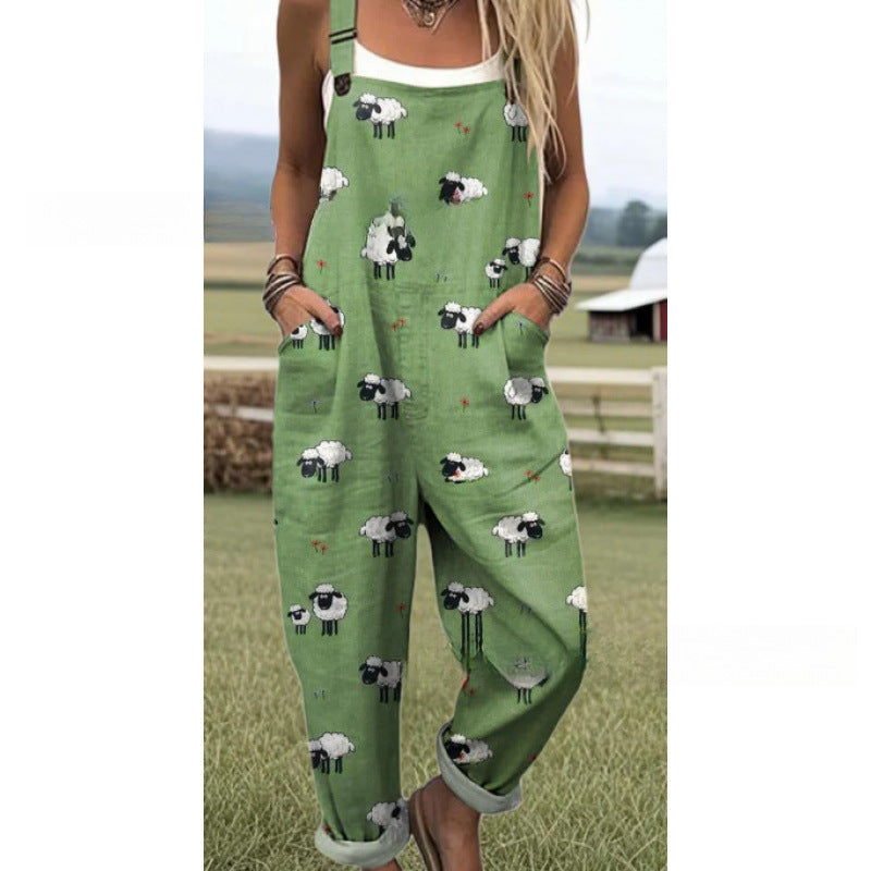 Jumpsuit mit Hosenträgern und Digitaldruck