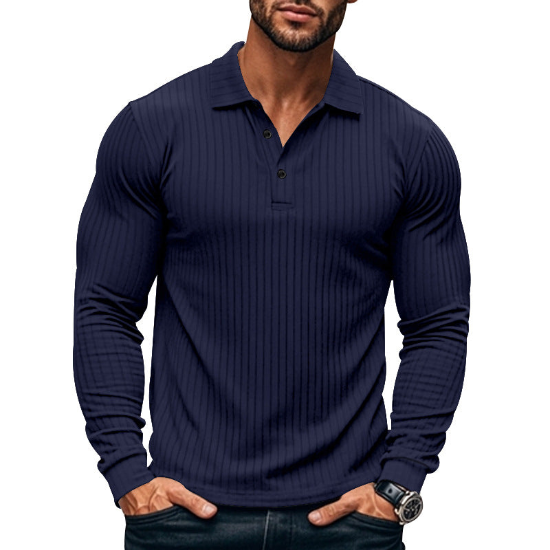 Herren Langarmshirt mit Revers und Knopfleiste – Bild 10 | LuxeStyle