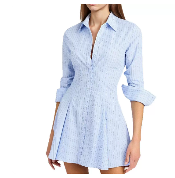 Gestreiftes Hemdkleid mit A-Linie