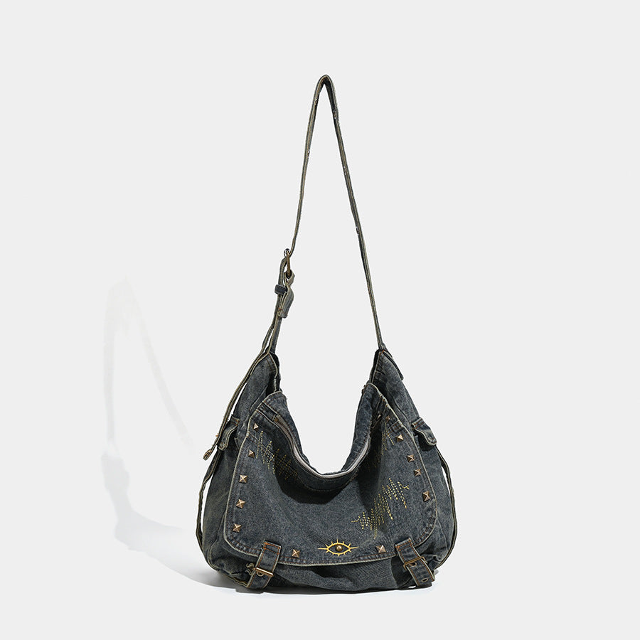 Waschbare Denim-Tote in Marineblau – Bild 2 | LuxeStyle