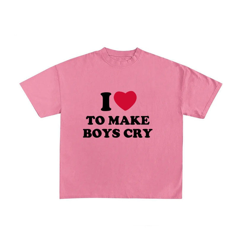Retro T-Shirt mit Print und Rundhals