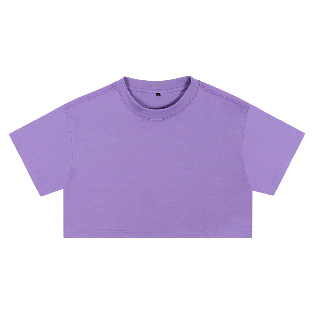 Kurzes Baumwoll-Crop-Top mit Rundhals