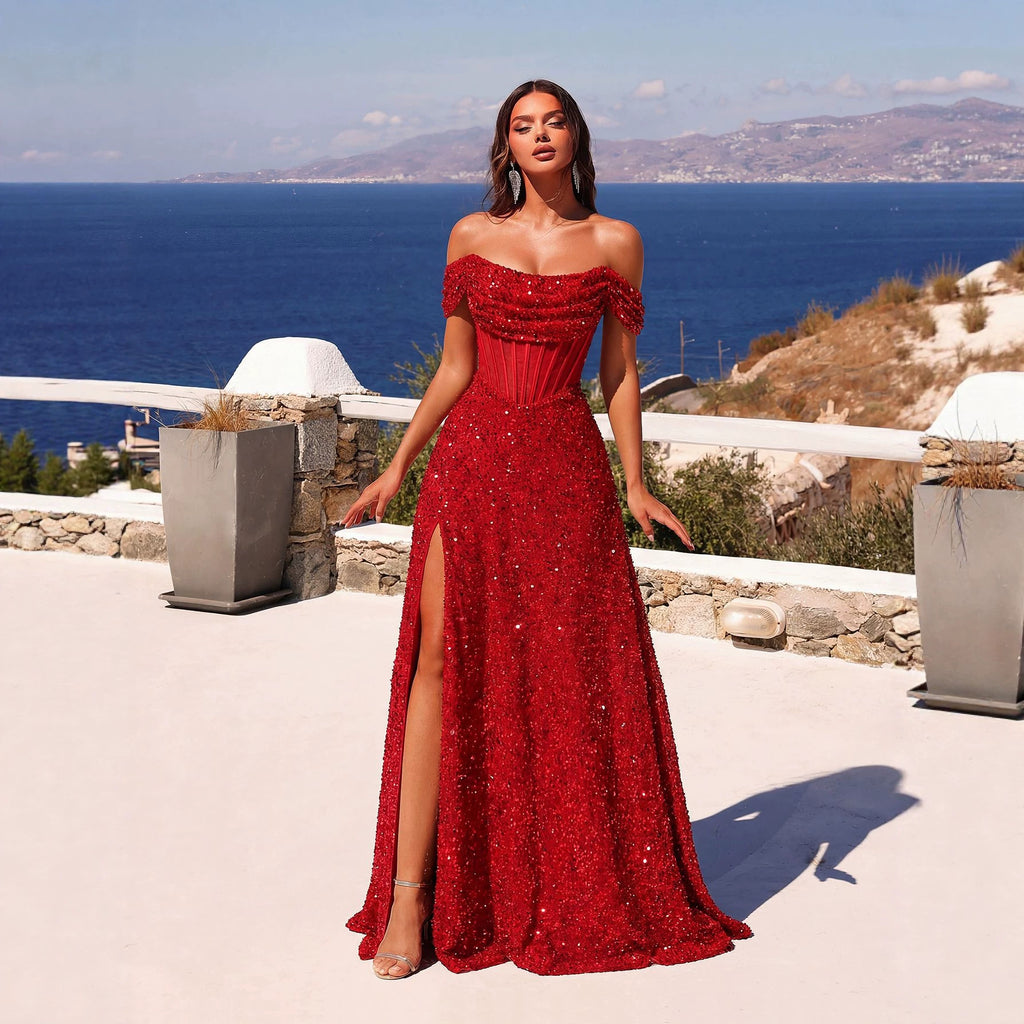 Elegantes Abendkleid mit Schlitz – Bild 1 | LuxeStyle