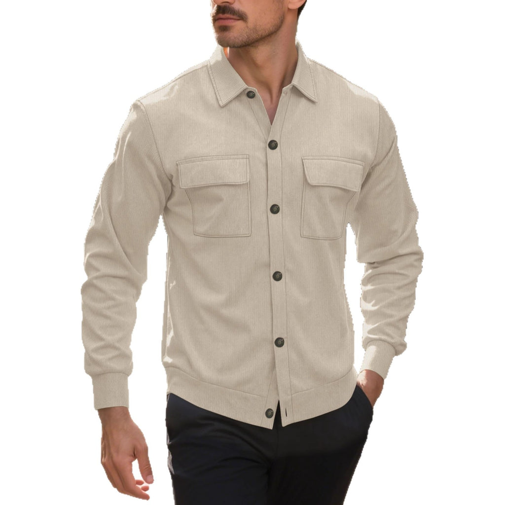 Herren Corduroy Hemd-Jacke mit Brusttasche