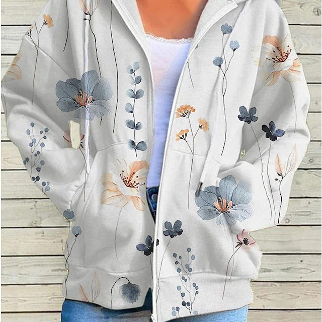 Kapuzenpullover mit Reissverschluss & Print