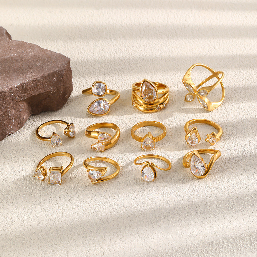 Eleganter Wassertropfen Zirkon Ring für Damen